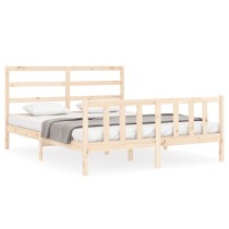 Bed Frame with Headboard Double Solid Wood