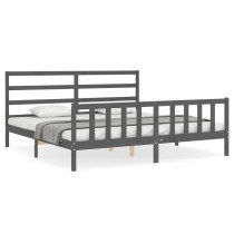 Bed Frame with Headboard Double Solid Wood