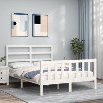 Bed Frame with Headboard Double Solid Wood