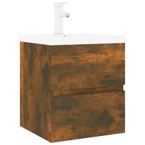 Sink Cabinet with Built-in Basin Brown Oak Engineered Wood