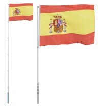Spain Flag and Pole 5.55 m Aluminium