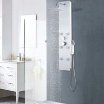 Shower Panel Unit Glass 25x44.6x130 cm Black