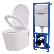 Wall Hung Toilet with Concealed Cistern Ceramic Black