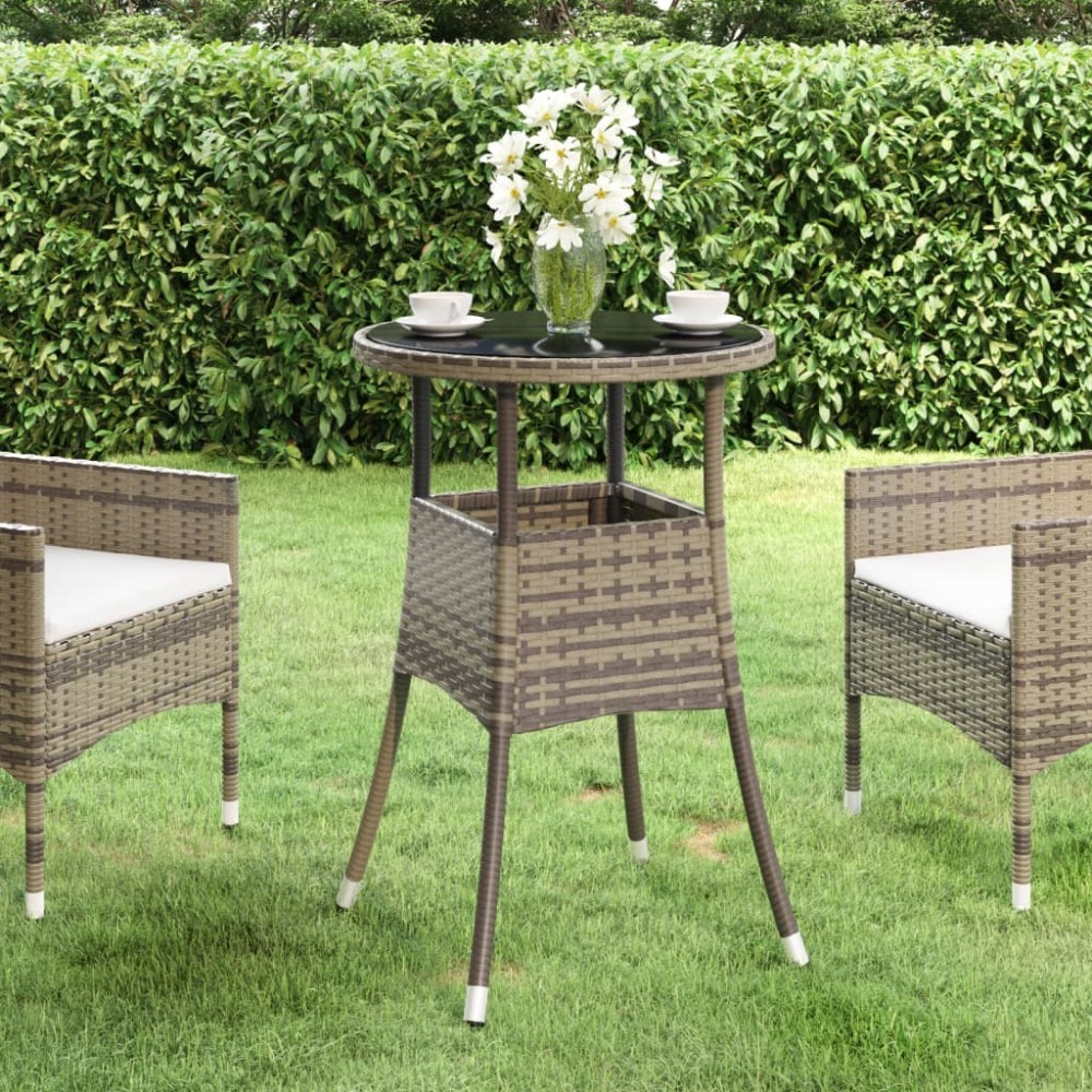 Garden Table  60x75 cm Tempered Glass and Poly Rattan Brown