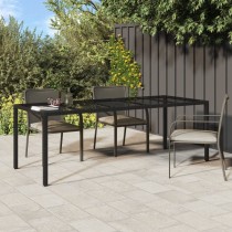 Gartentisch Braun 250x100x75 cm Hartglas und Poly Rattan