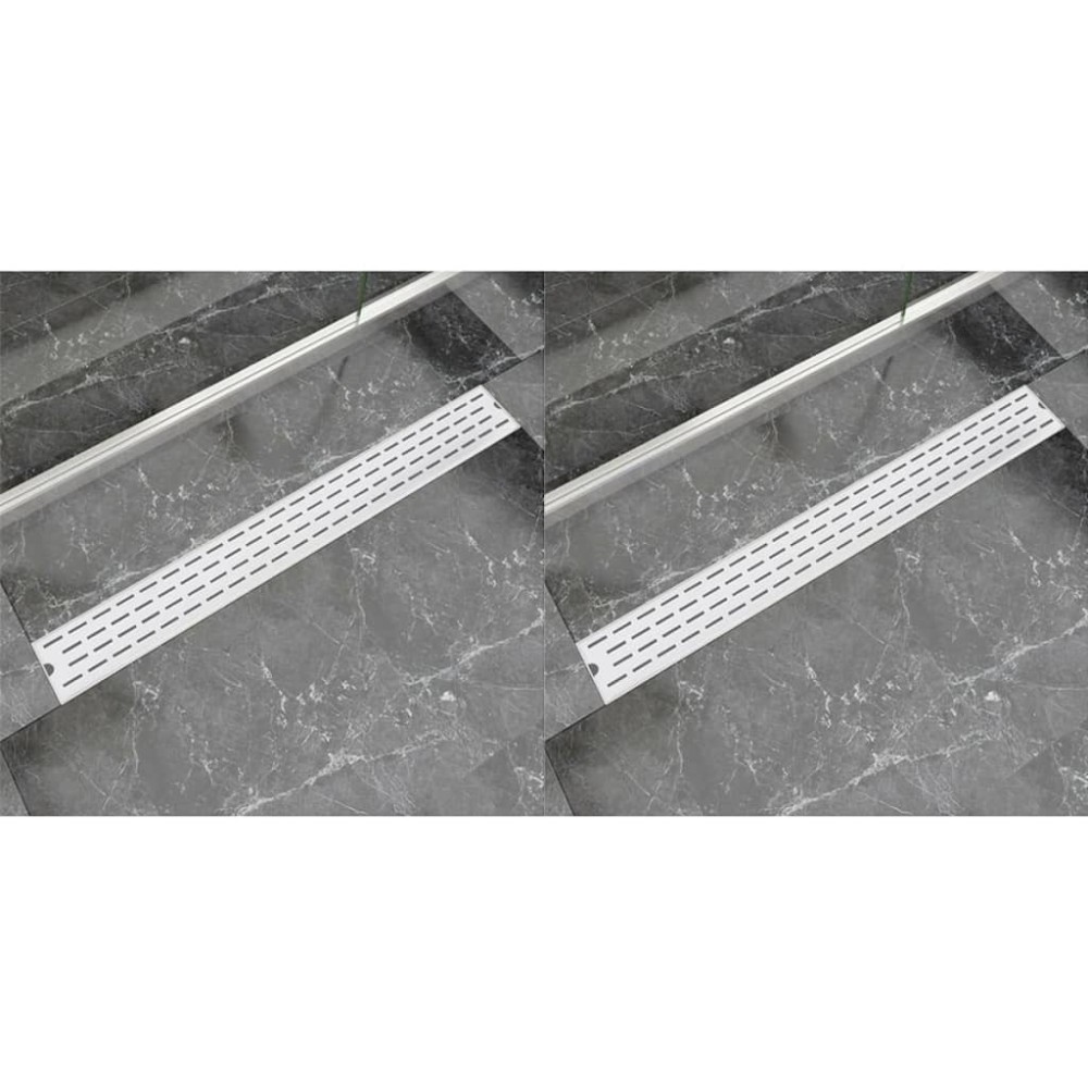 Lineare Duschrinnen 2 Stk. Linien 730 x 140 mm Edelstahl