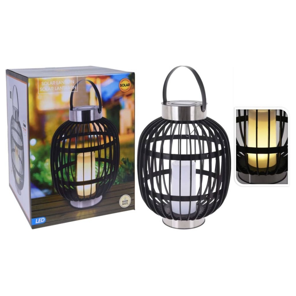 ProGarden LED Solar Lantern with Candle Black