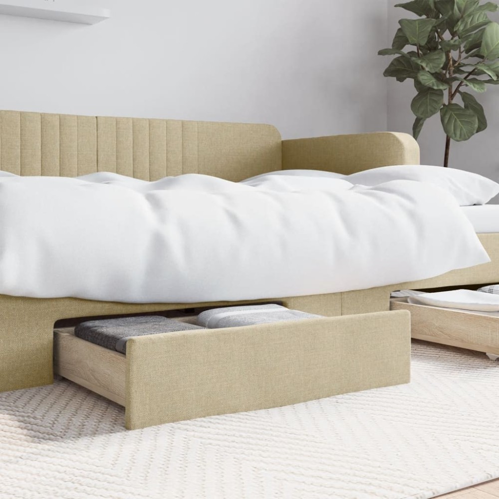 Bed Drawers 2 pcs Light Grey Engineered Wood and Fabric