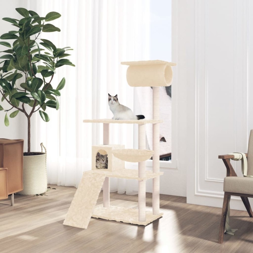 Cat Tree with Sisal Scratching Posts Dark Grey 131 cm