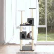 Cat Tree with Sisal Scratching Posts Cream 141 cm