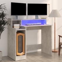 Desk with LED Lights Black 97x45x90 cm Engineered Wood