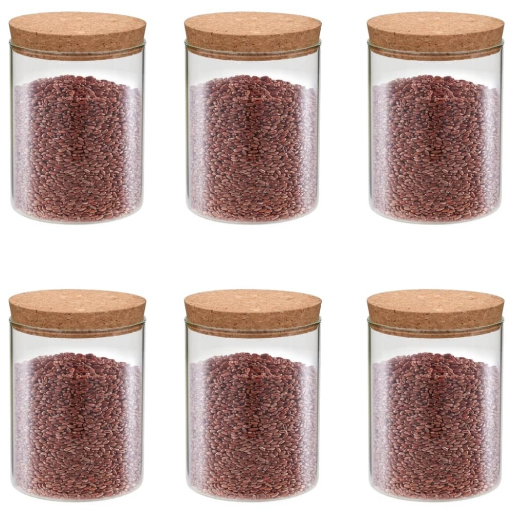 Storage Glass Jars with Cork Lid 6 pcs 1400 ml