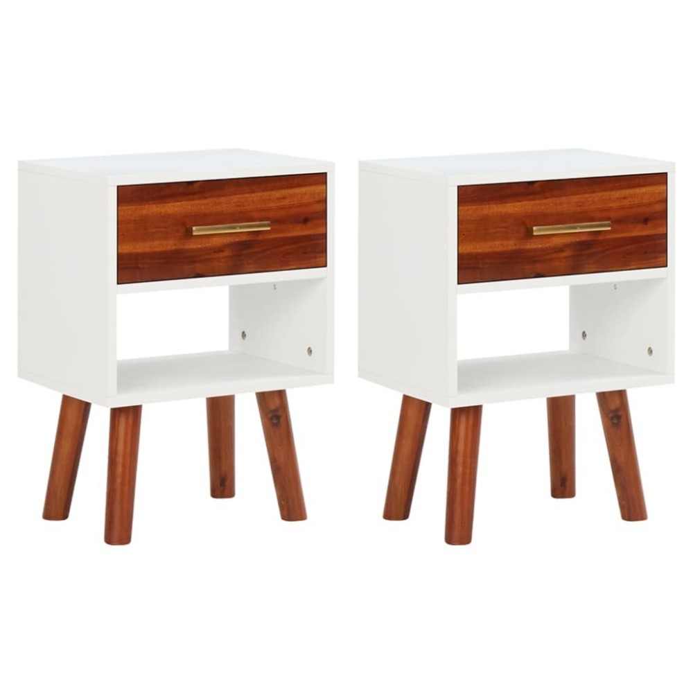 Bedside Cabinets 2 pcs Solid Acacia Wood 40x30x57 cm