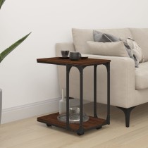 Side Table with Wheels Smoked Oak 50x35x55.5cm Engineered Wood