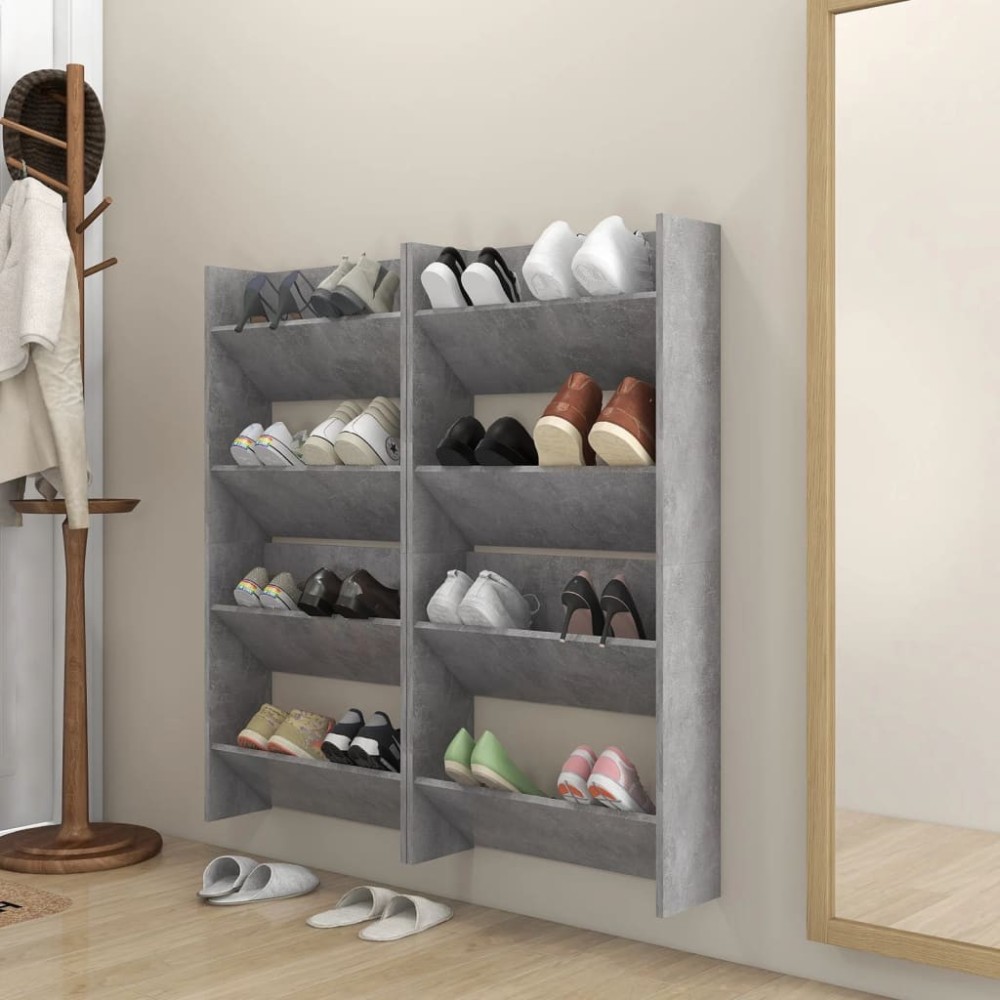 Wall Shoe Cabinet Concrete Grey 60x18x90 cm Engineered Wood