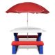 Kids' Picnic Table with Benches and Parasol Multicolour