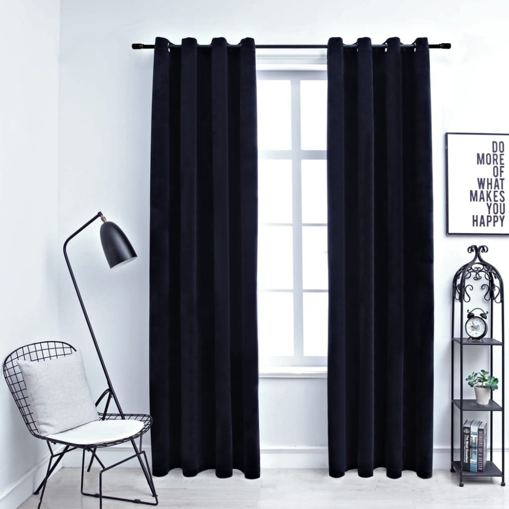 Blackout Curtains with Rings 2 pcs Velvet Cream 140x175 cm