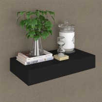 Floating Wall Shelf with Drawer Black 80x25x8 cm