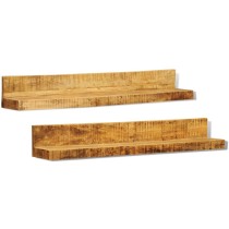 Display Shelf 2 pcs Solid Wood Wall-Mounted