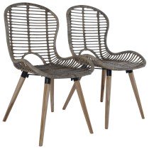 Dining Chairs 6 pcs Brown Natural Rattan