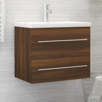 2 Piece Bathroom Furniture Set White and Sonoma Oak Engineered Wood