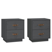 Bedside Cabinet Black 40x34x45 cm Solid Wood Pine