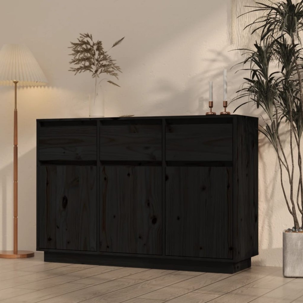 Sideboard Grey 110x34x75 cm Solid Wood Pine
