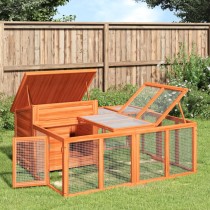 Rabbit Hutch Grey 144x123x67.5 cm Solid Wood Pine