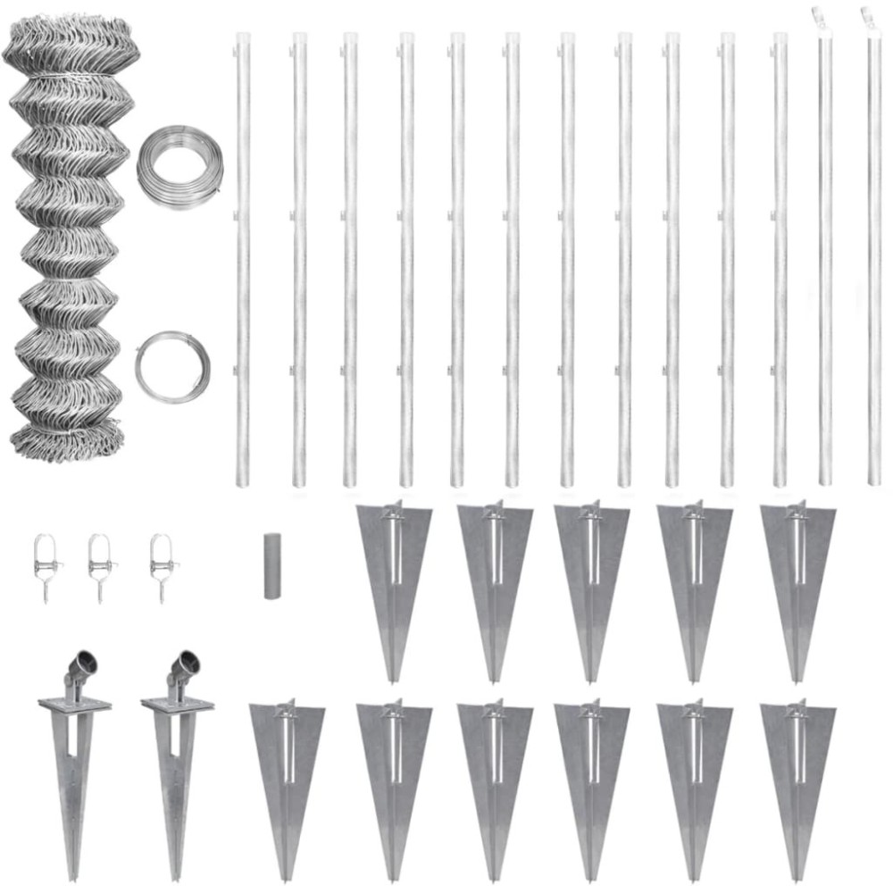 Chain Link Fence with Posts Spike Steel 0,8x25 m