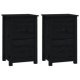 Bedside Cabinets 2 pcs Black 40x35x61.5 cm Solid Wood Pine