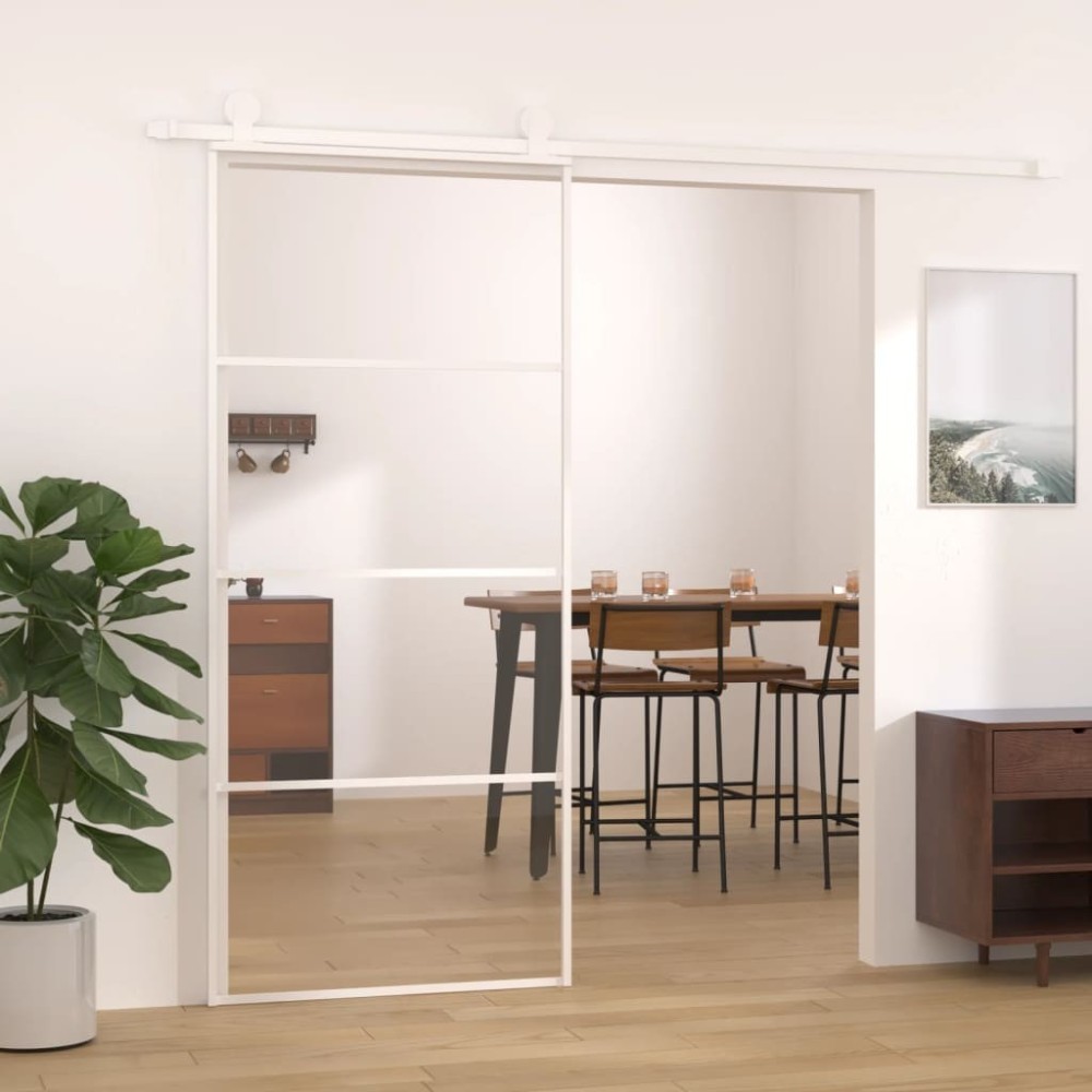 Sliding Door Black 102.5x205 cm Tempered Glass and Aluminium