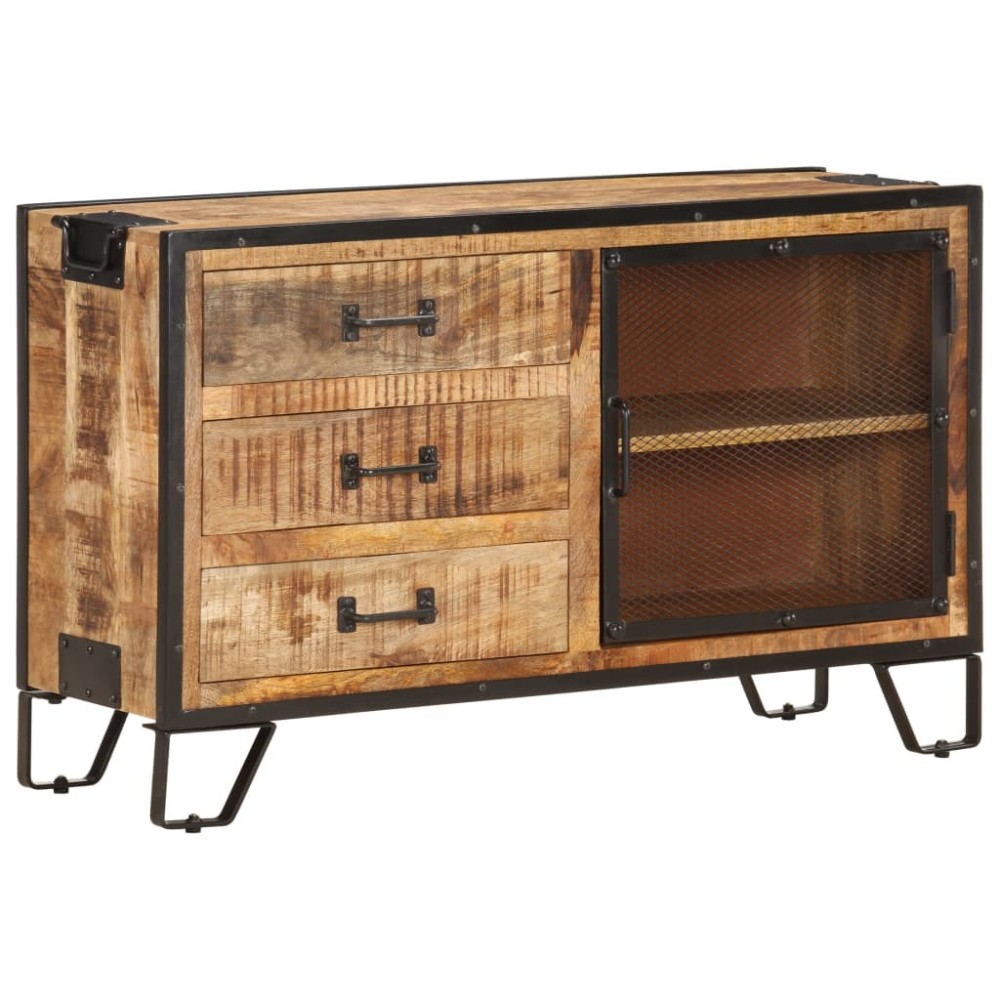 Sideboard 100x31x60 cm Solid Rough Mango Wood