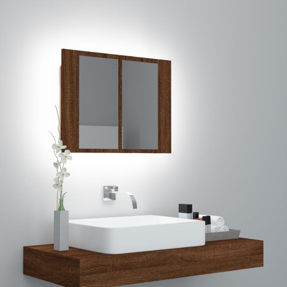 LED Bathroom Mirror Cabinet High Gloss Grey 60x12x45 cm Acrylic