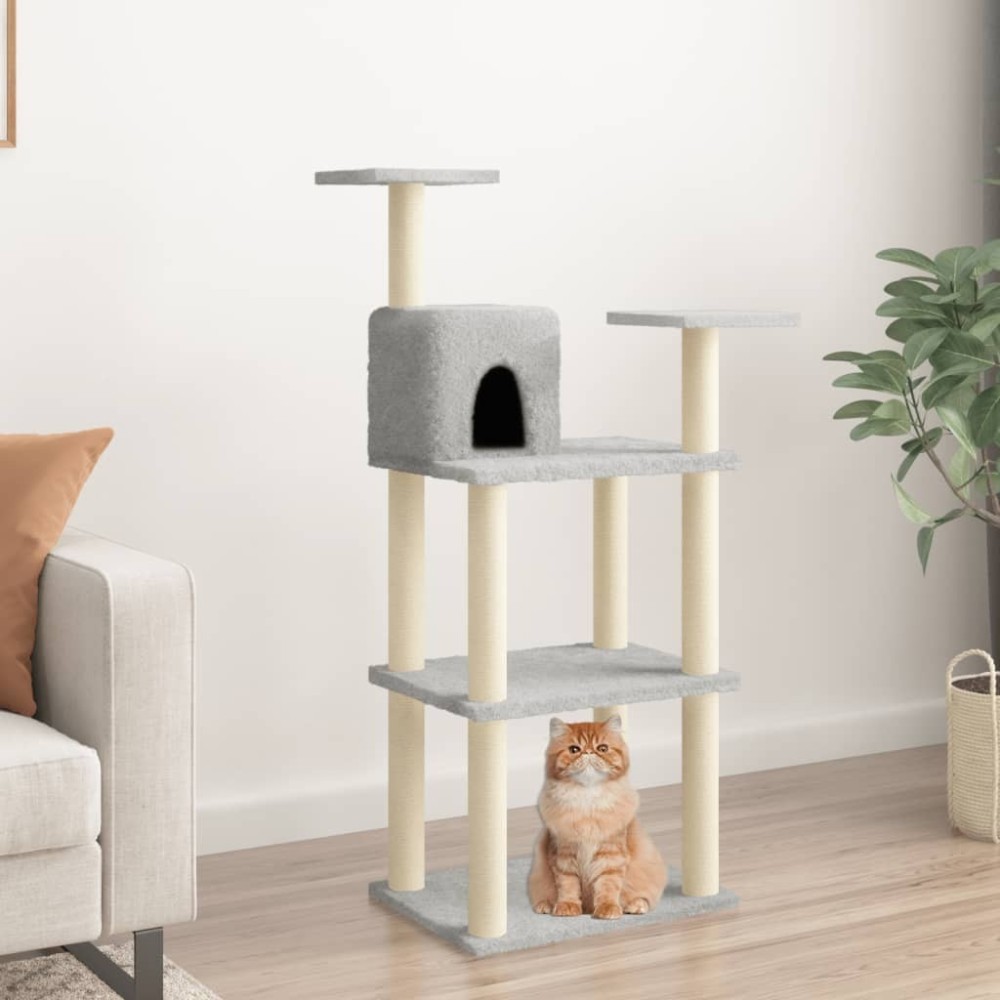 Cat Tree with Sisal Scratching Posts Cream 119 cm