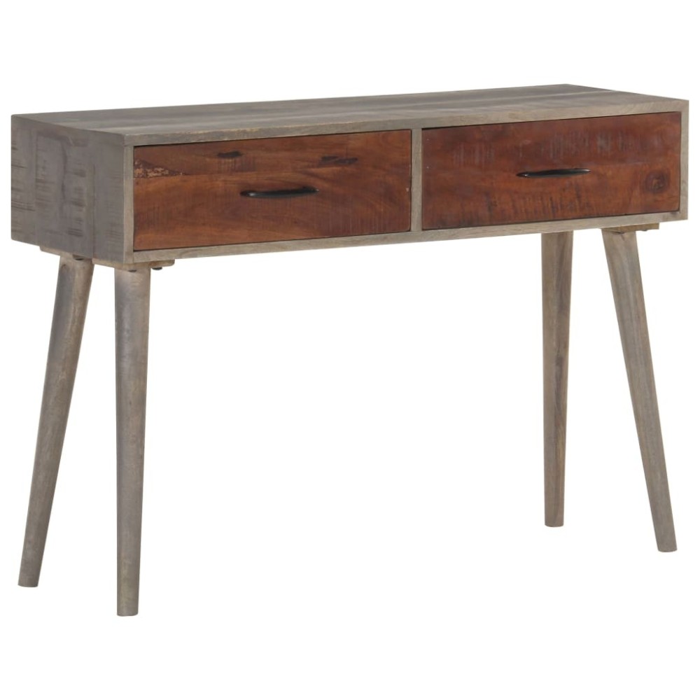 Console Table Grey 110x35x75 cm Solid Rough Mango Wood