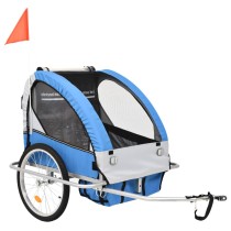 2-in-1 Kids' Bicycle Trailer & Stroller Light Blue and Grey