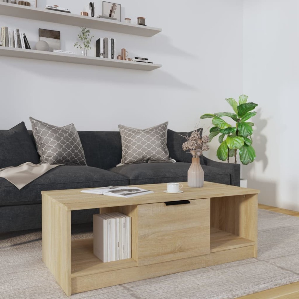 Coffee Table Smoked Oak 102x50x36 cm Engineered Wood
