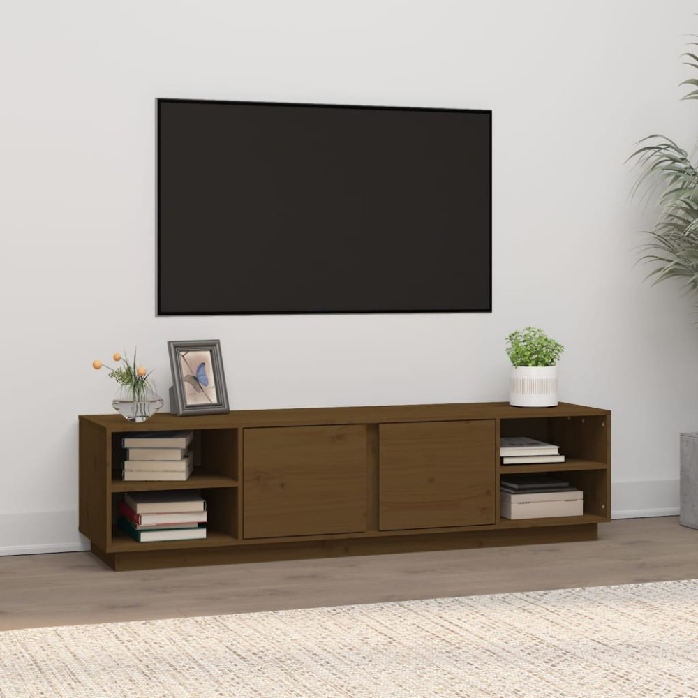 TV-Schrank Weiß 156x40x40 cm Massivholz Kiefer