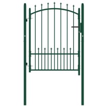 Fence Gate with Spikes Steel 100x175 cm Green