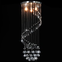 Ceiling Lamp with Crystal Beads Silver Spiral G9