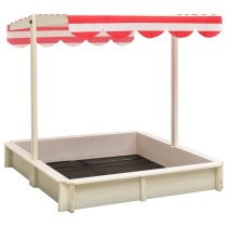 Sandbox with Adjustable Roof Firwood 115x115x115 cm