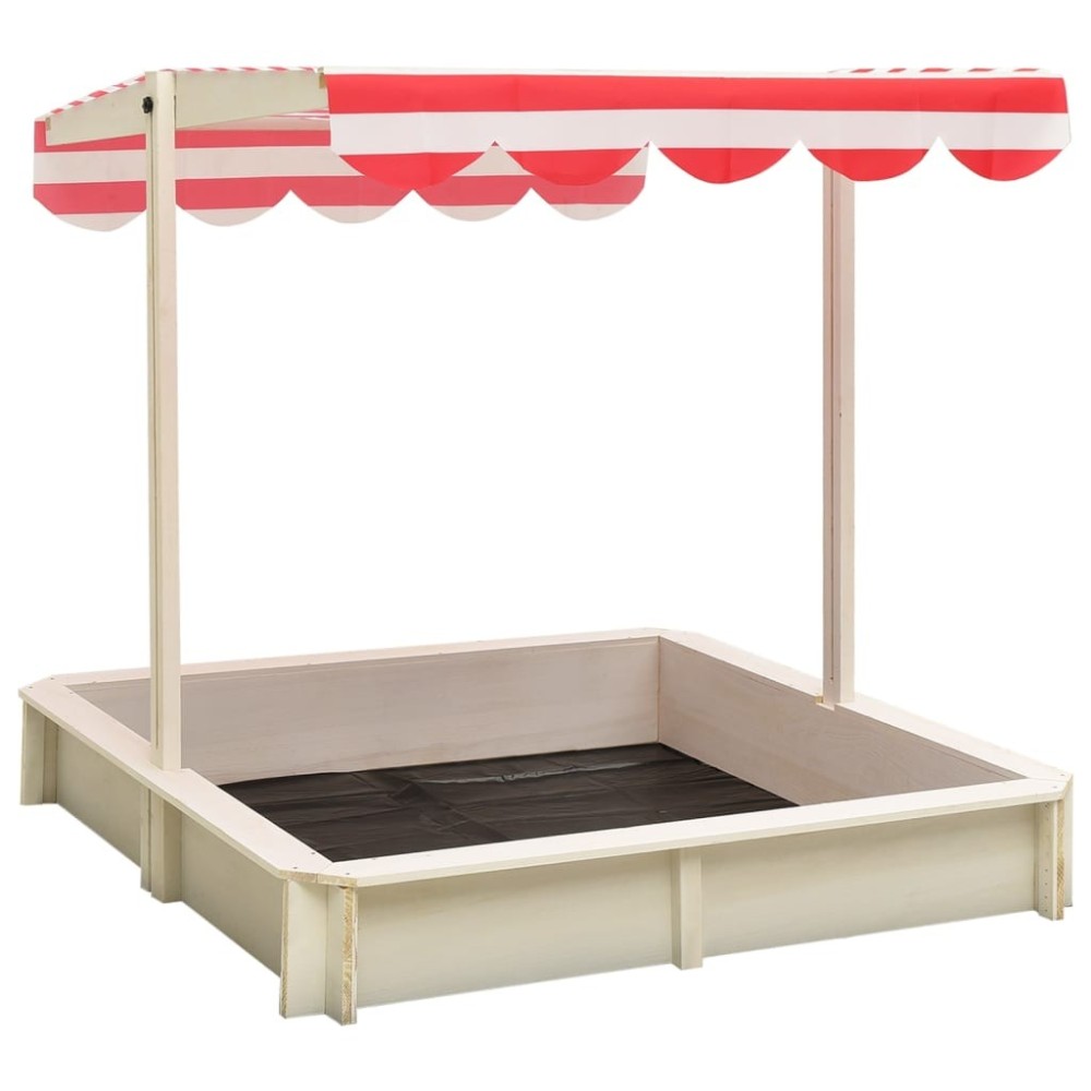 Sandbox with Adjustable Roof Firwood 115x115x115 cm