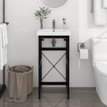 Bathroom Washbasin Frame Black 79x38x83 cm Iron