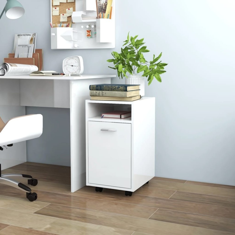 Side Cabinet with Wheels High Gloss Black 33x38x60 cm Engineered Wood