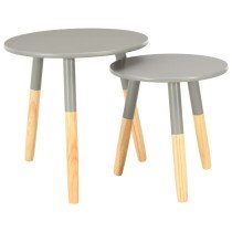 Beistelltische 2 Stk. Grau Kiefer Massivholz