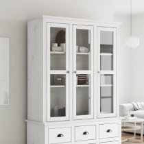 Cabinet with Glass Doors BODO White and Brown Solid Wood Pine