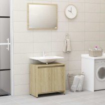 Bathroom Furniture Set White and Sonoma Oak Engineered Wood