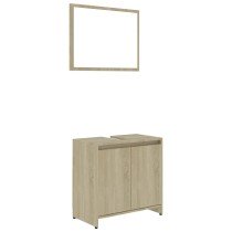 Bathroom Furniture Set White and Sonoma Oak Engineered Wood