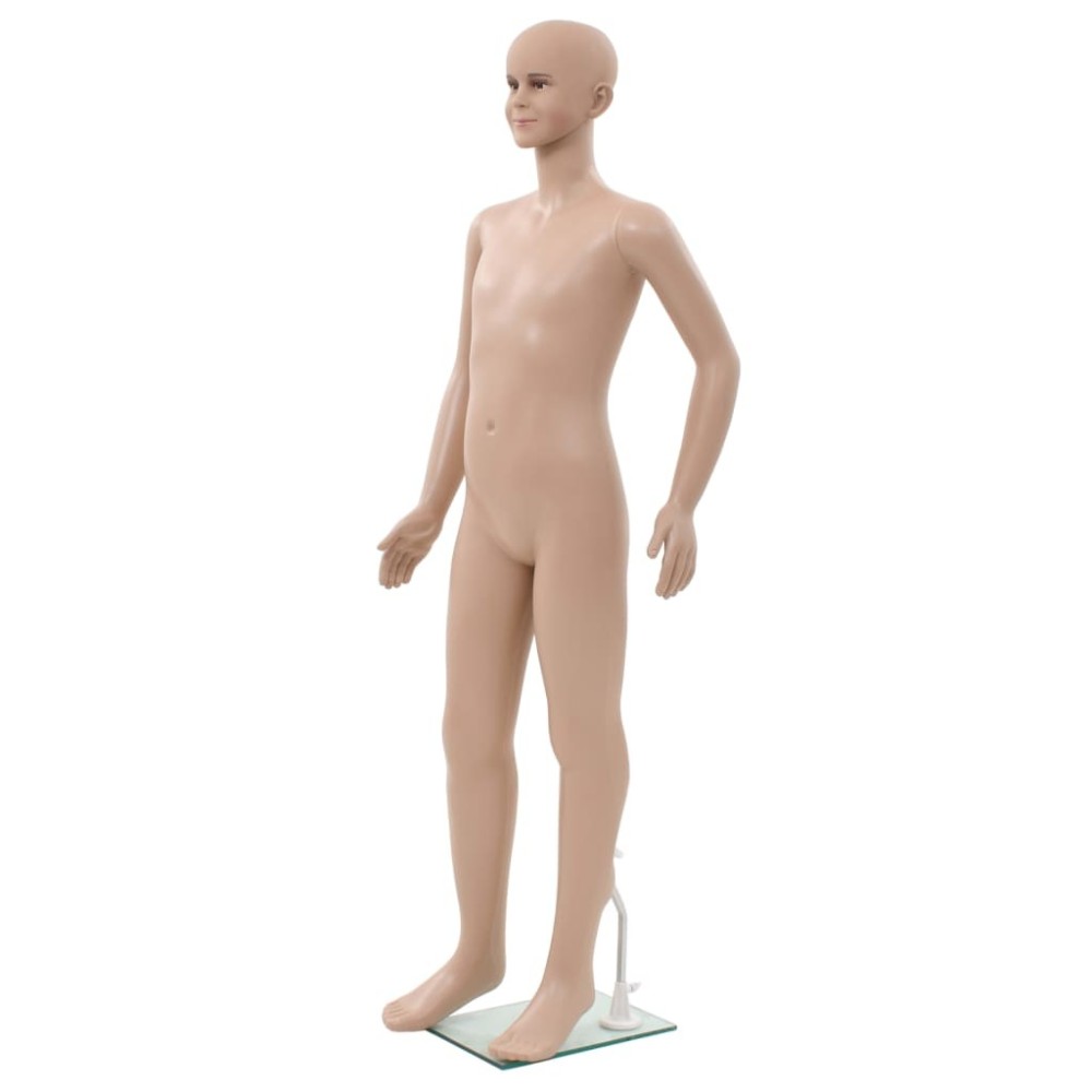 Full Body Child Mannequin with Glass Base Beige 140 cm