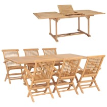 7 Piece Garden Dining Set Solid Teak Wood